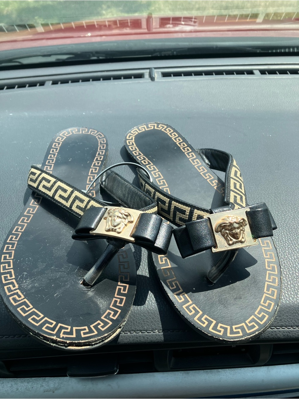 Versace Black and Gold Medusa Sandal Insole